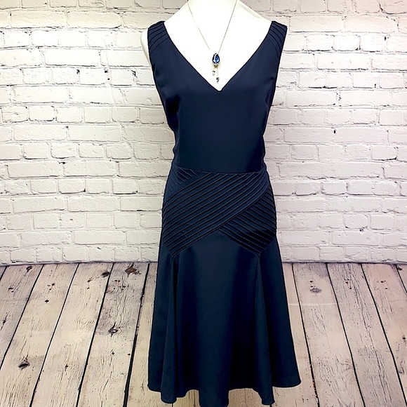 Ann Taylor Navy Fit & Flare Chiffon Dress - Picture 4 of 11